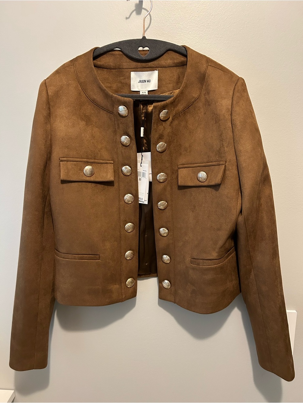 Jason Wu Brown Faux Suede Military-Style Button Jacket